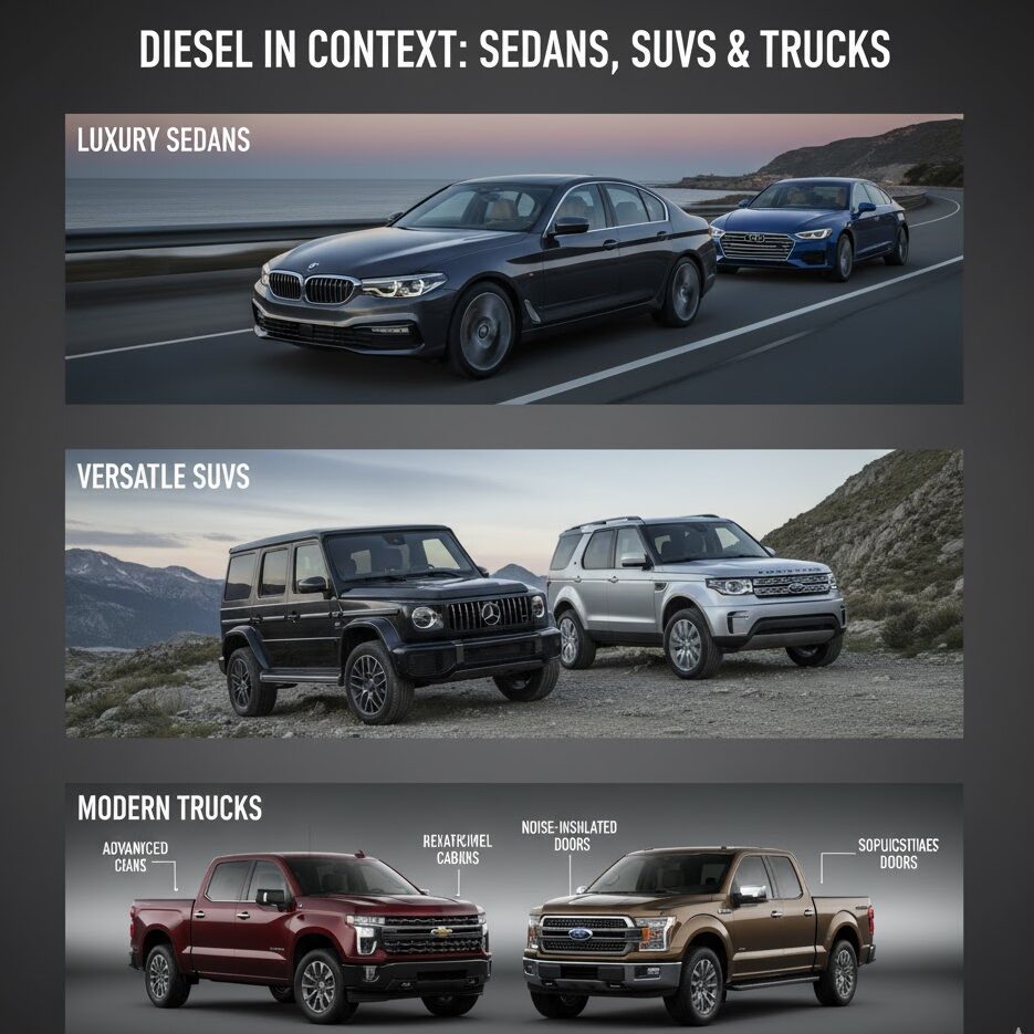 Diesel Trucks in Context: Sedans and SUVs