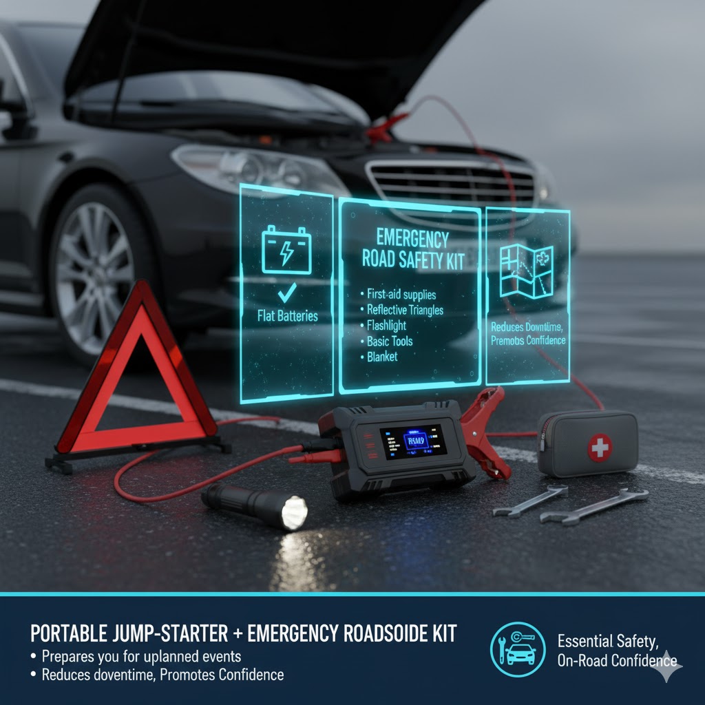 Portable Jump-Starter + Emergency Roadside Kit